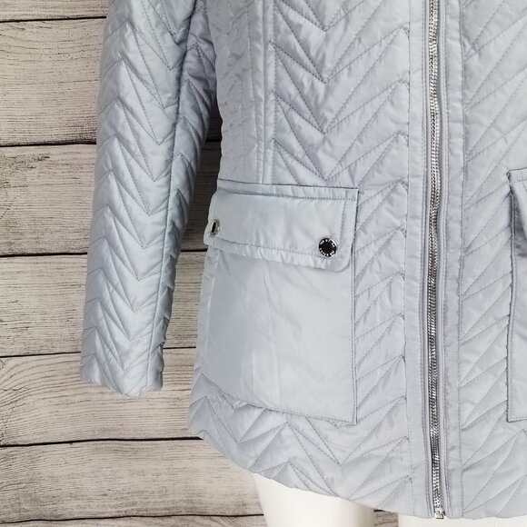 +NEW Via Spiga XL Cargo Zig Zag Quilted Zip up Jacket in Moonstone Light Blue - Picture 5 of 13